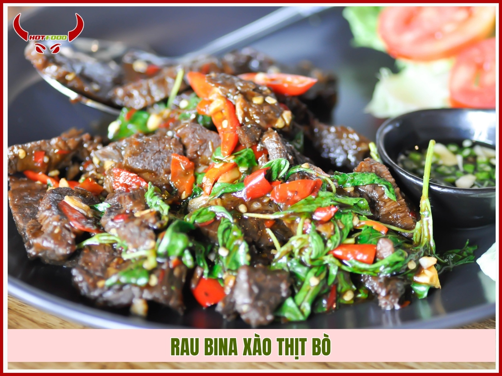Rau bina xao thit bo