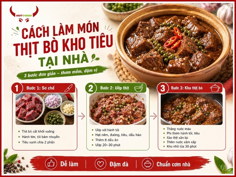 Cách làm món thịt bò kho tiêu tại nhà