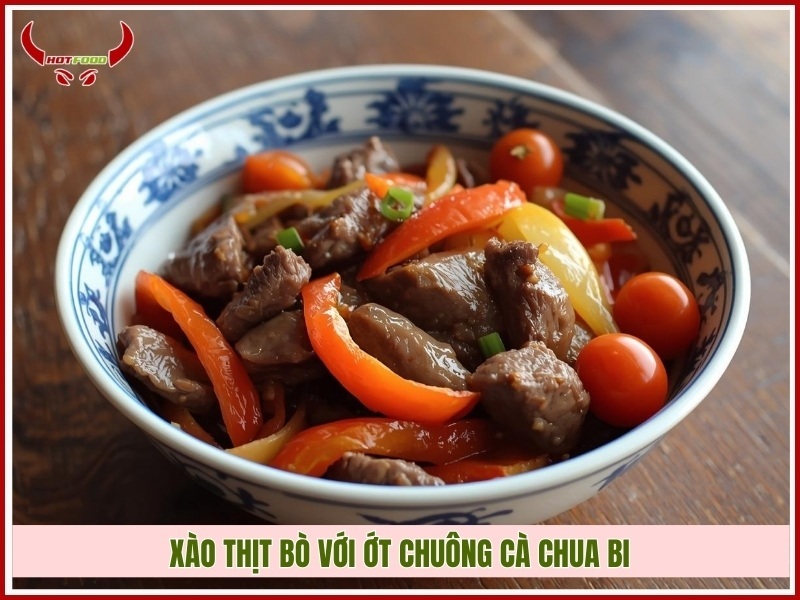 Cách xào thịt bò với ớt chuông cà chua bi đậm vị