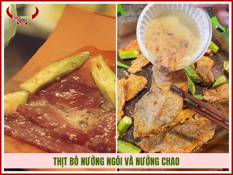 thịt bò nướng ngói và nướng chao