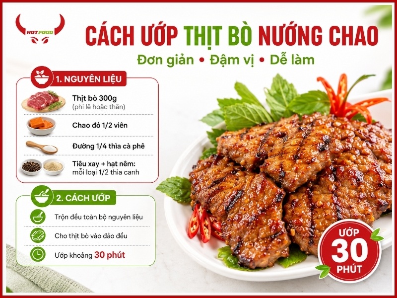 Cách ướp thịt bò nướng chao