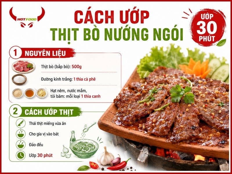 Cách ướp thịt bò nướng ngói