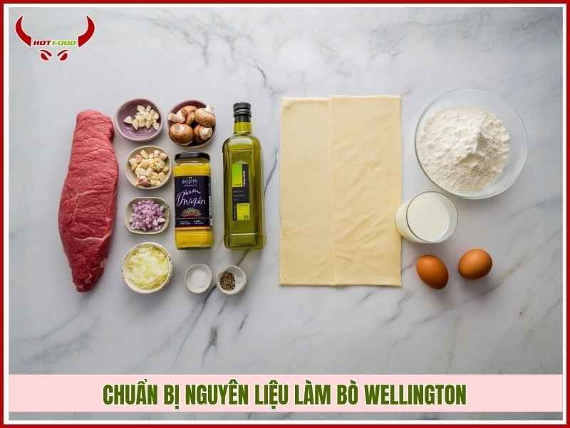 Chuẩn bị nguyên liệu làm bò Wellington