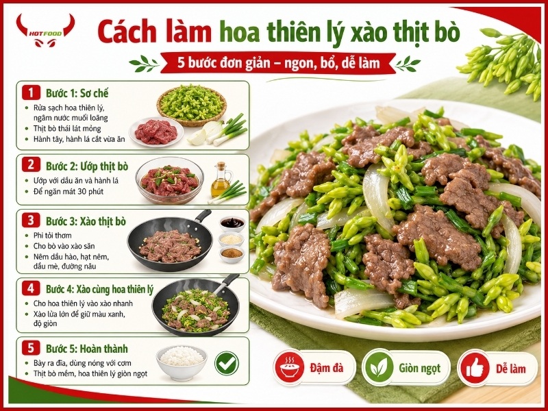 Cách làm món hoa thiên lý xào thịt bò ngon