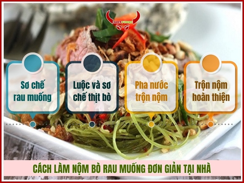 Cách làm nộm bò rau muống đơn giản tại nhà
