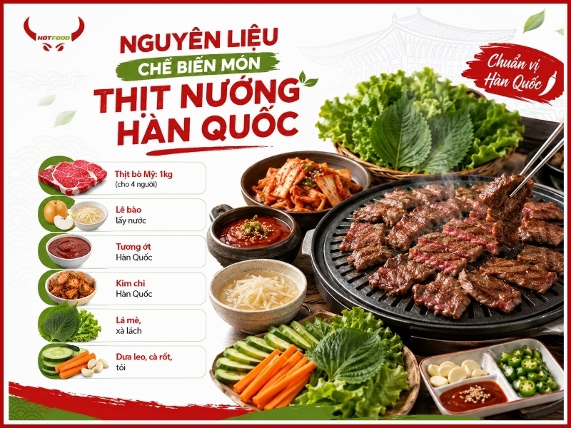 Nguyên liệu chế biến món thịt nướng Hàn Quốc