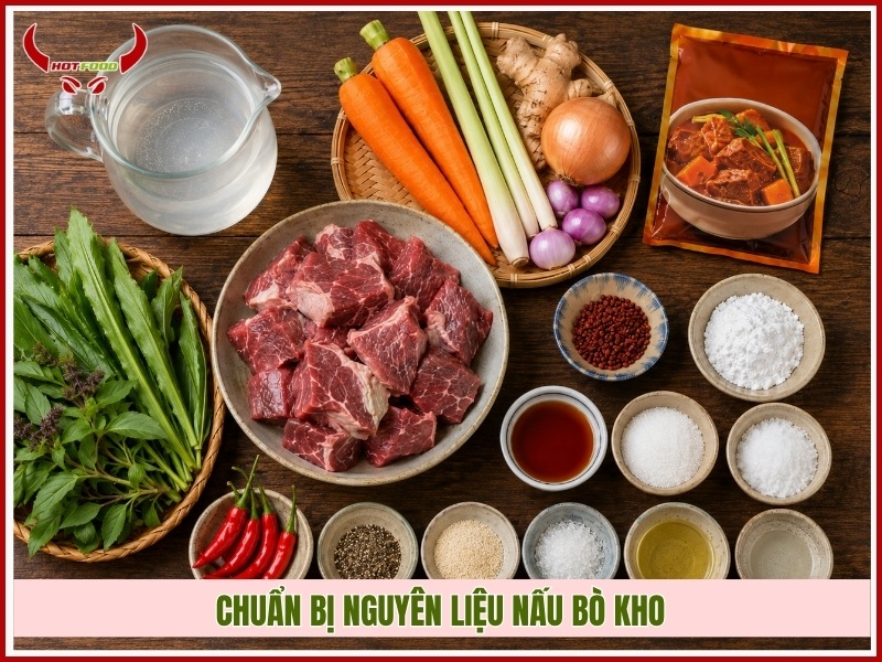 Chuẩn bị nguyên liệu nấu bò kho