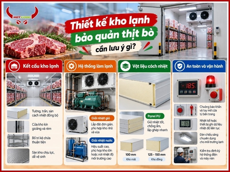 Thiết kế kho lạnh bảo quản thịt bò cần lưu ý gì?