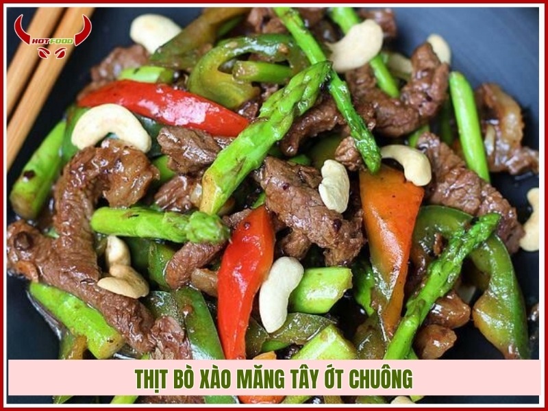 Thịt bò xào măng tây ớt chuông
