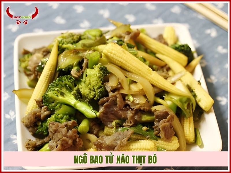 Ngô bao tử xào thịt bò