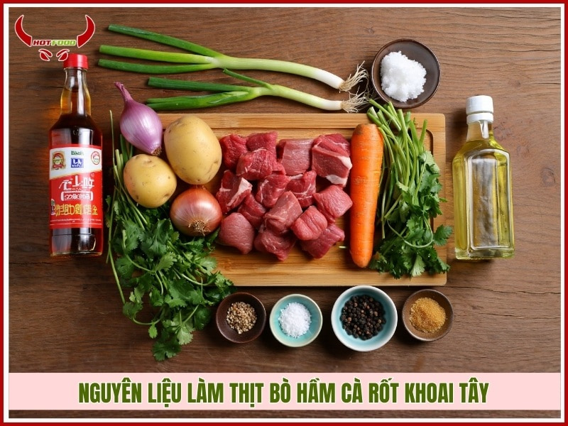 nguyên liệu hầm thịt bò cà rốt khoai tây