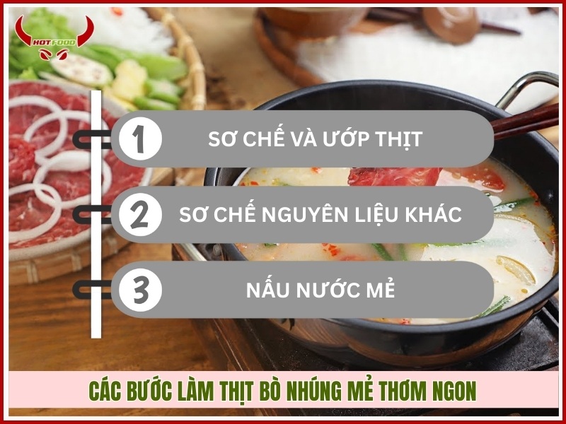 Các bước làm thịt bò nhúng mẻ thơm ngon