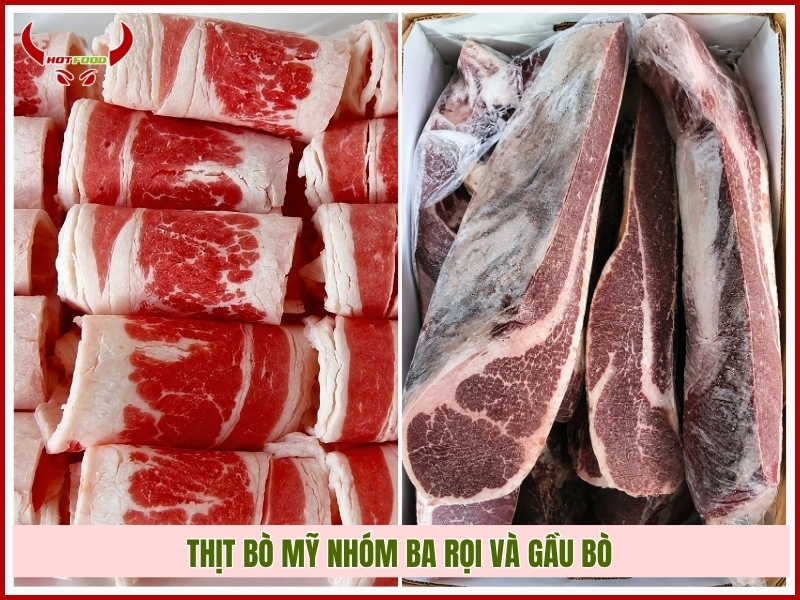 Thịt bò Mỹ nhóm ba rọi và gầu bò