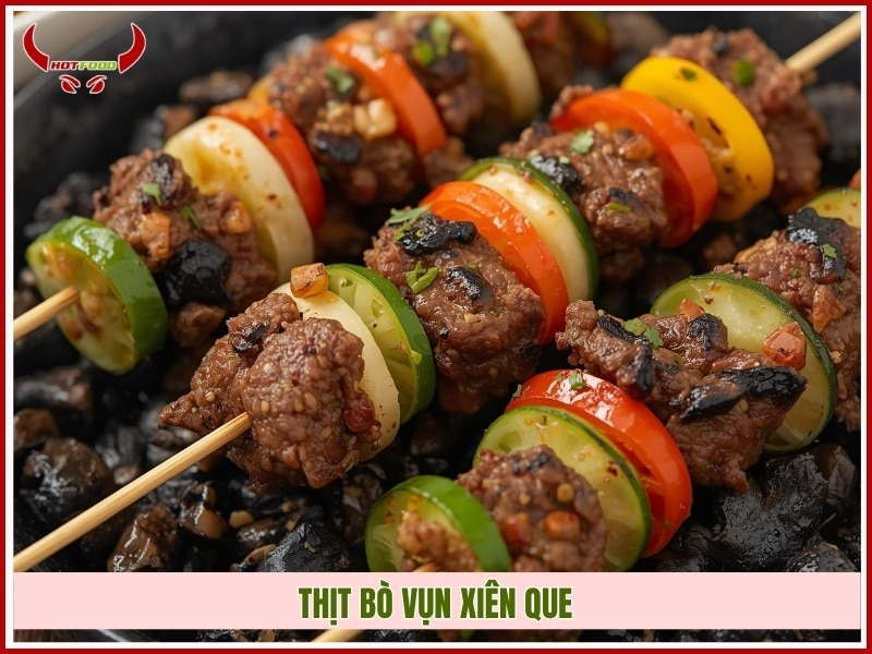 Thịt bò vụn xiên que