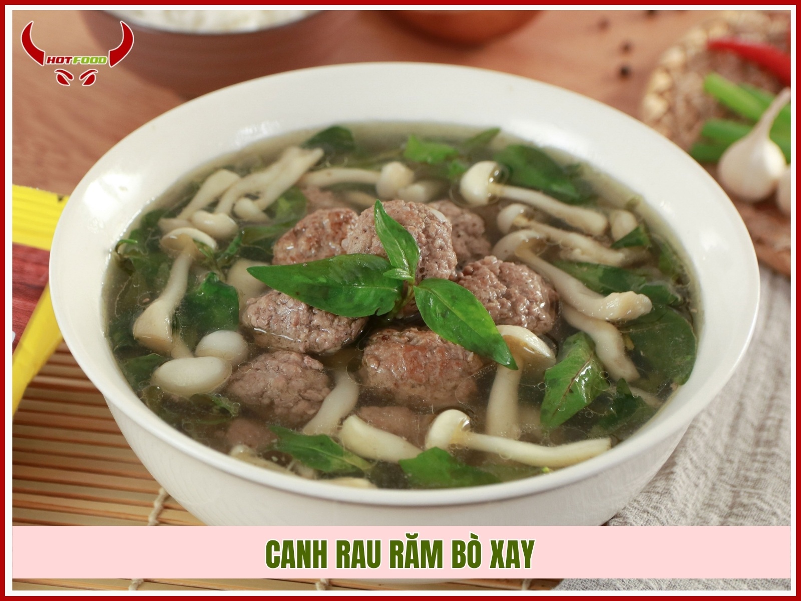 Canh rau ram bo xay