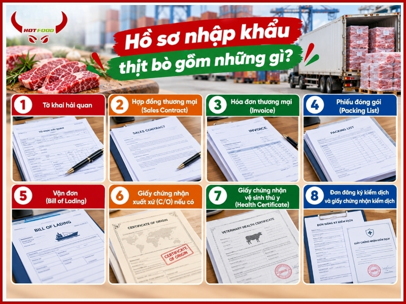 Hồ sơ nhập khẩu thịt bò gồm những gì?