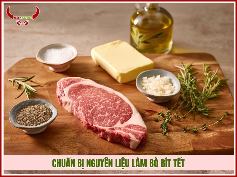 Chuẩn bị nguyên liệu làm bò bít tết
