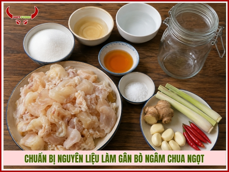 Chuẩn bị nguyên liệu làm gân bò ngâm chua ngọt