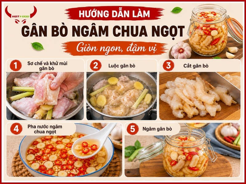 Hướng dẫn làm gân bò ngâm chua ngọt giòn ngon