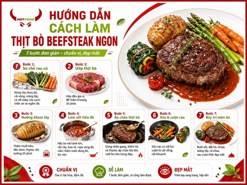Hướng dẫn cách làm thịt bò beefsteak ngon