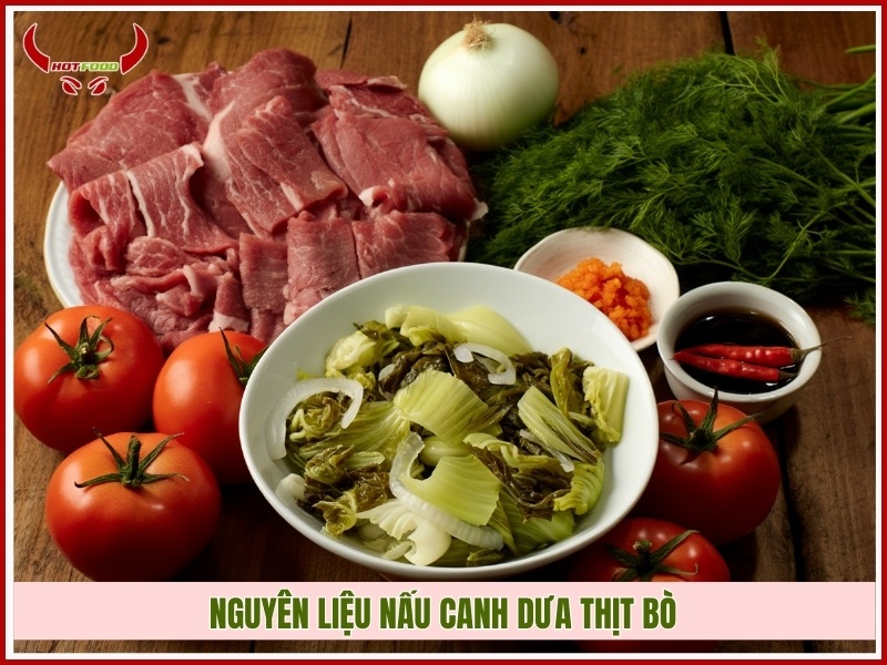 Nguyên liệu nấu canh dưa thịt bò