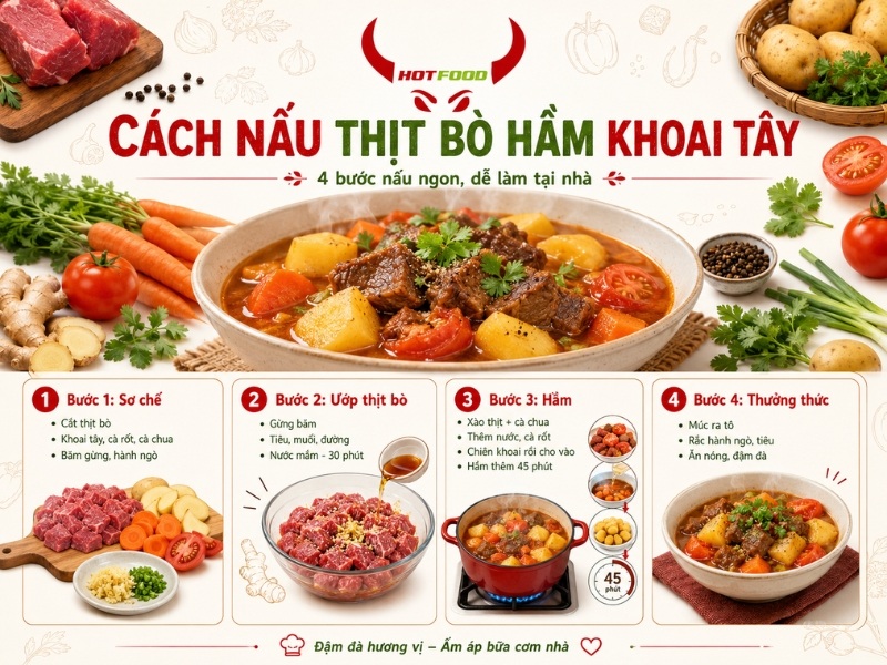 Cách nấu thịt bò hầm khoai tây