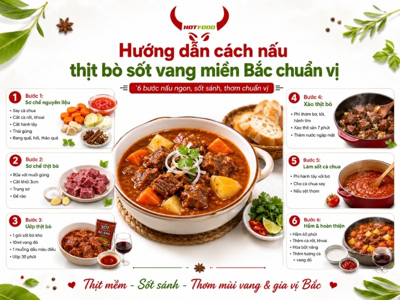 Hướng dẫn cách nấu thịt bò sốt vang miền Bắc chuẩn vị
