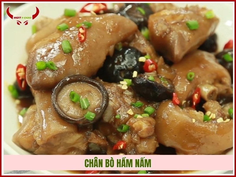 Chân bò hầm nấm 