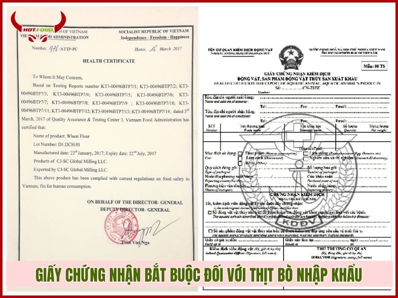 Giấy chứng nhận bắt buộc đối với thịt bò nhập khẩu