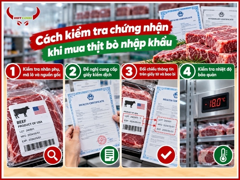 Cách kiểm tra chứng nhận khi mua thịt bò nhập khẩu