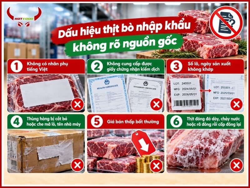 dấu hiệu thịt bò nhập khẩu không rõ nguồn gốc