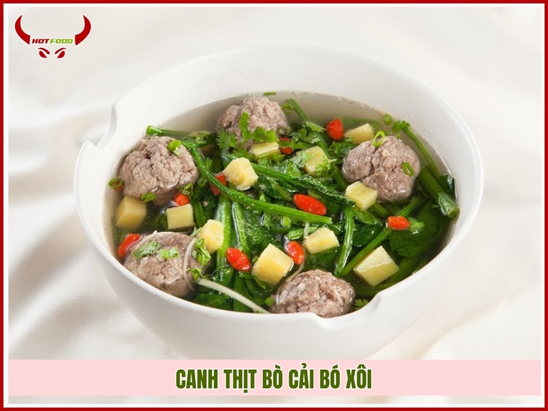 Canh thịt bò cải bó xôi