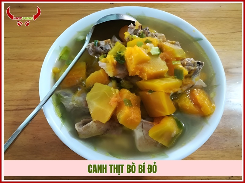Canh thịt bò bí đỏ