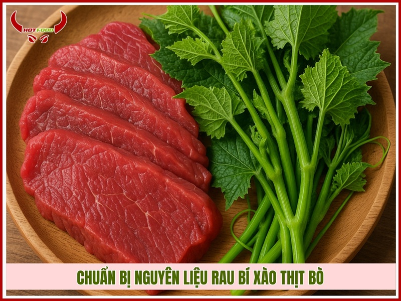 Chuẩn bị nguyên liệu làm rau bí xào thịt bò