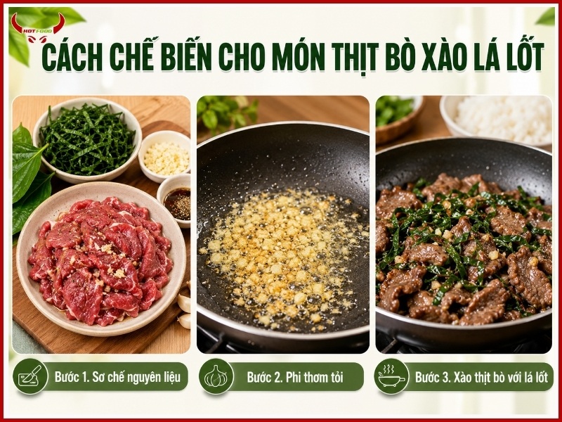 Cách chế biến cho món thịt bò xào lá ,lốt